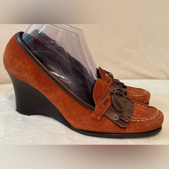 Franco Sarto Women’s Reddish Brown Suede Wedge Heels Size 9M - Picture 1 of 8